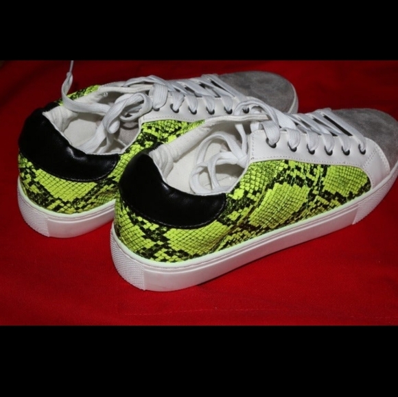 Lust for life lfl L4L white snakeskin neon green fashion sneakers size 10 shoes - Picture 4 of 5